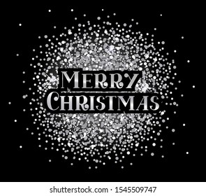 Merry Christmas inscription calligraphic lettering design. Congratulation. Handmade lettering. Festive inscription on a silver background. For greeting card, poster, banner, tag