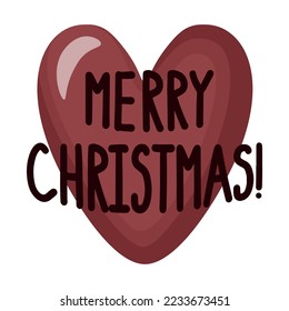Merry Christmas inscription on the background of a big heart.