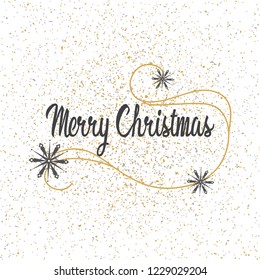Merry Christmas. Inscription with snowflakes on a grainy background. Vector illustration.