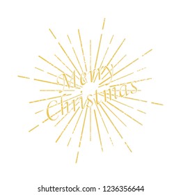 Merry Christmas inscription sunburst