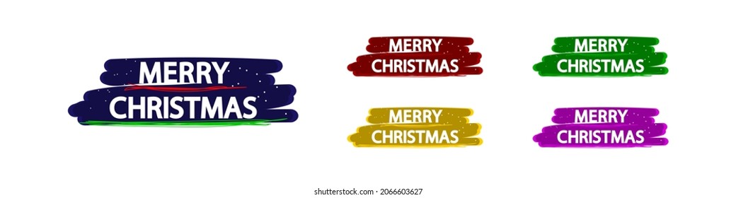 Merry Christmas, inscription in white letters on a colored background. Holiday badge or sticker. 