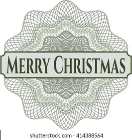 Merry Christmas inside money style emblem or rosette