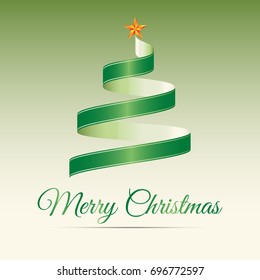 Merry Christmas invitation car on green background. Vector illustration.