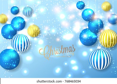 Merry Christmas Invitation card with balls toy