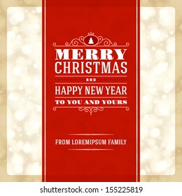 Merry Christmas invitation card ornament decoration background. Vector illustration Eps 10. Happy new year message. 