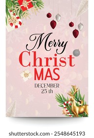 Cartão de convite Feliz Natal com Vetor e Design de Fundo