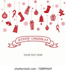 Merry Christmas Invitation Card.Christmas Greeting Card.Vector illustration