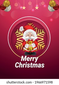 Merry christmas invitation party poster with vector santa clous