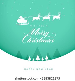 merry christmas invitation template with flying santa claus sleigh vector