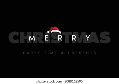 Merry Christmas invitation template with Santa Claus hat. Vector. Illustration. Banner.