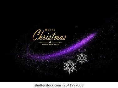 Merry Christmas. Isolated elements arc purple gradient with abstract snowflakes.