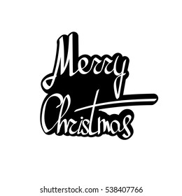 Merry Christmas, isolated sticker, calligraphy phrase, word design template, vector illustration