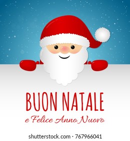 Merry Christmas in Italian (Buon Natale) - concept of card with decoration. Vector.