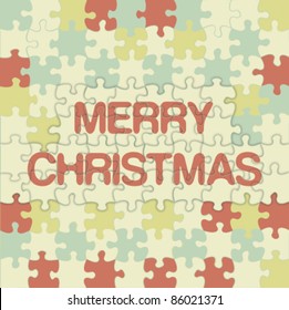 Merry Christmas jigsaw background vector