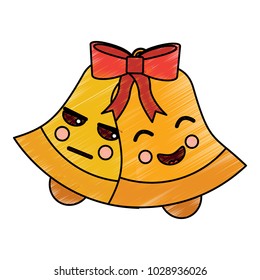 merry christmas kawaii bells smile cartoon