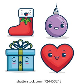merry christmas kawaii concept