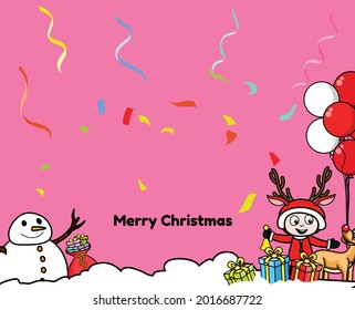 Merry Christmas kids Background Vector Illustration