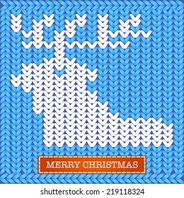 Merry Christmas knitted card, vector illustration
