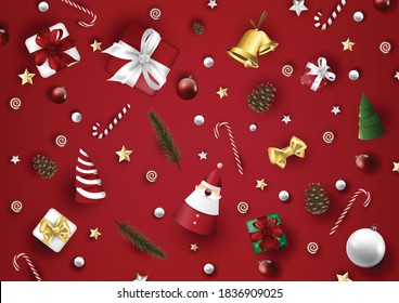 Merry Christmas knolling elements background template vector design