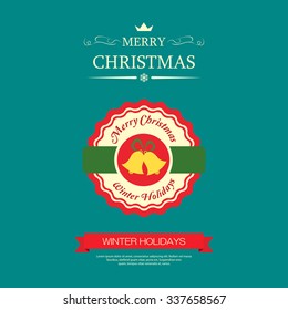 Merry Christmas label and background. Happy new year, Christmas holiday.