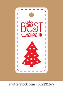 Merry Christmas Label Badge. Printable hand drawn holiday card template. Vector seasonal label design.