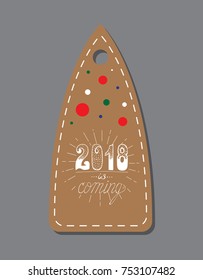 Merry Christmas Label Badge. Printable hand drawn holiday card template. Vector seasonal label design.