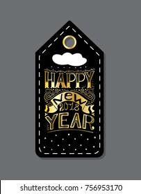 Merry Christmas Label Badge. Printable hand drawn holiday card template. Vector seasonal label design.