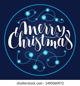 Merry Christmas label. Calligraphy modern Lettering text for design greeting cards