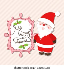 merry christmas label with santa claus