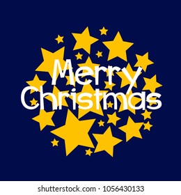 merry christmas label or sign with star background