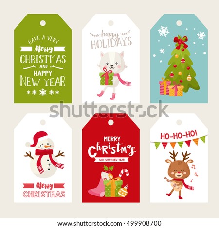 merry christmas labels with cute animals happy new year greeting cards cat with gift - Decorative Christmas Labels merry christmas labels with cute animals happy new year greeting cards cat with gift - Decorative Christmas Labels