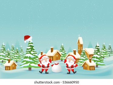 Merry Christmas Landscape background for web banner or Presentation. Vector illustration