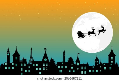 Merry christmas landscape banner illustration ( no text )