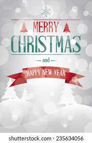 Merry Christmas landscape card, vector illustration