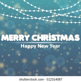 Merry Christmas Landscape card. Vector illustration