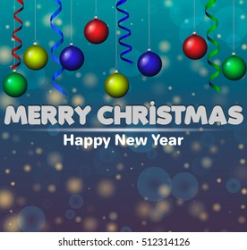 Merry Christmas Landscape card. Vector illustration
