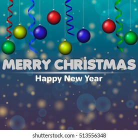 Merry Christmas Landscape card. Vector illustration