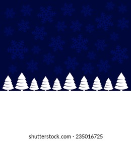Merry Christmas Landscape Forest Background. Vector illustration