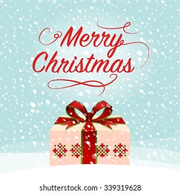 Merry Christmas Landscape, gift , Illustration Vector