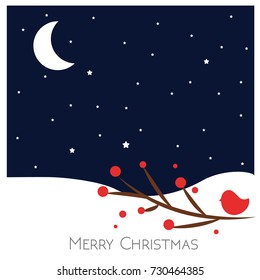 Merry Christmas Landscape. Good night. Vector. Christmas time. 