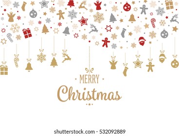 Merry Christmas Landscape Greeting Card. Vector