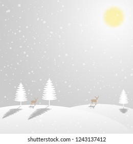 Merry Christmas Landscape. Happy new year background. Vector illustration flat