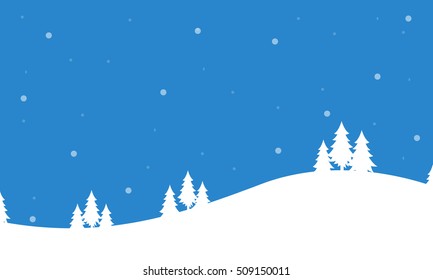 Merry christmas landscape of silhouettes