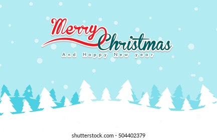 Merry Christmas Landscape with text and mountain in background. EPS10 vector file organized in layers for easy editing.