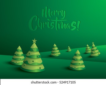 Merry Christmas Landscape. Christmas tree. 