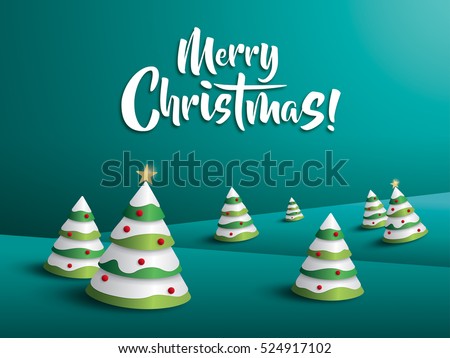Merry Christmas Landscape. Christmas tree. 