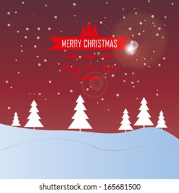 Merry Christmas Landscape - Vector