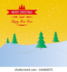 Merry Christmas Landscape - Vector
