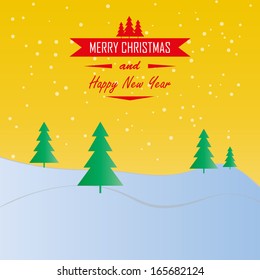 Merry Christmas Landscape - Vector