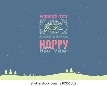 Merry Christmas Landscape. Vector